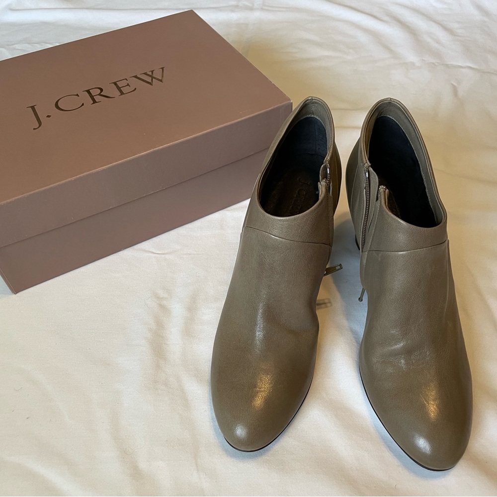 J. Crew Sutton mid heel leather booties (never worn)